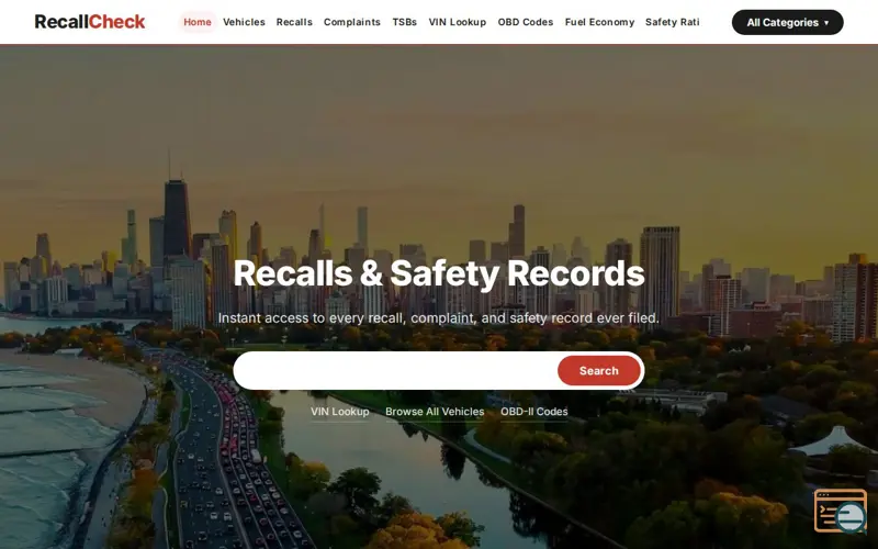 Screenshot of RecallCheck