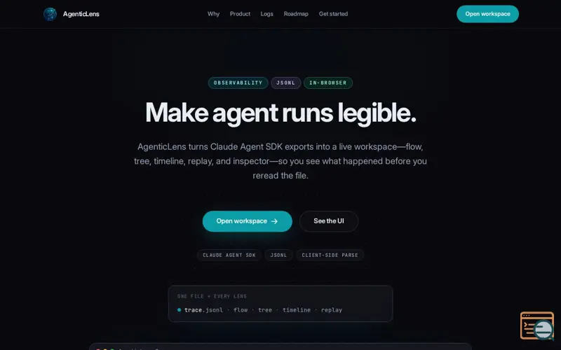 Screenshot of AgenticLens