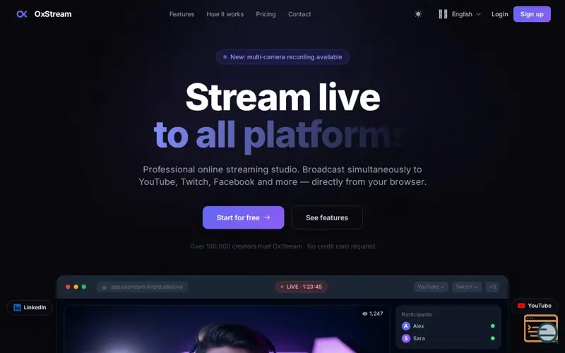 Screenshot of OxStream