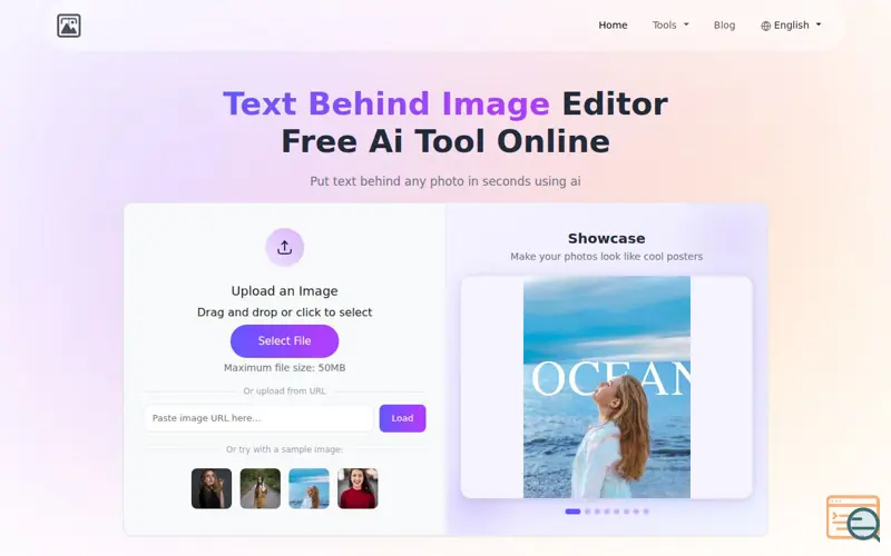 Screenshot of TextBehindImg.com