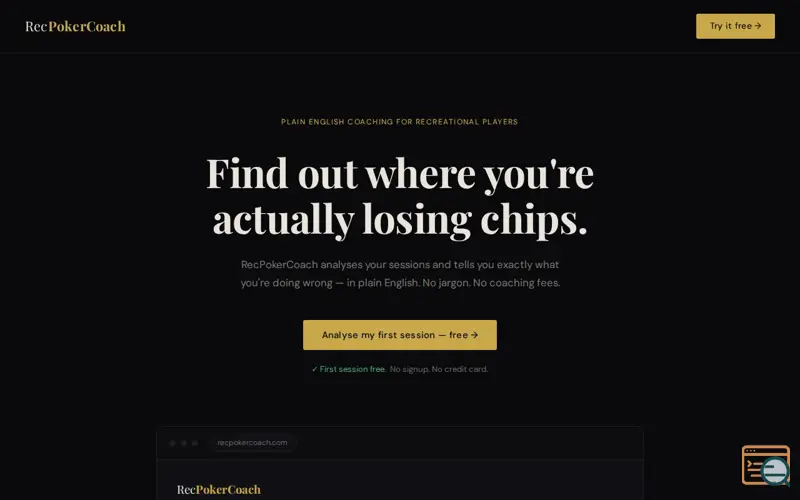 Screenshot of RecPokerCoach
