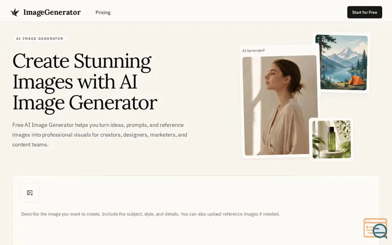 Screenshot of ImageGenerator - Free AI Image Generator Online