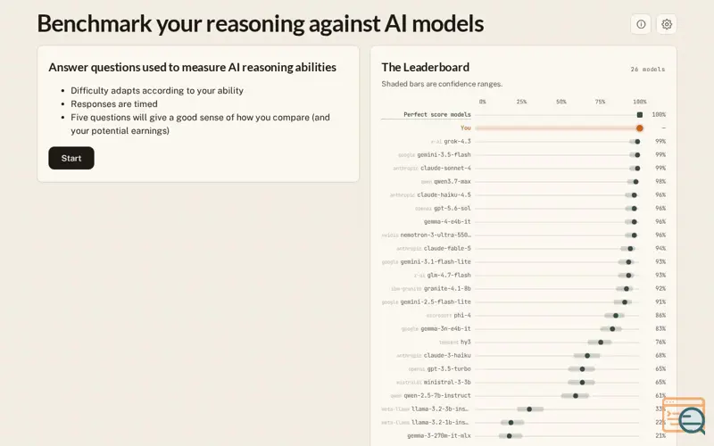Screenshot of Human Benchmark