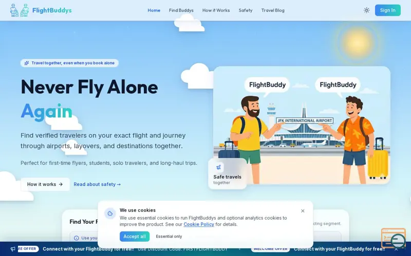 Screenshot of FlightBuddys