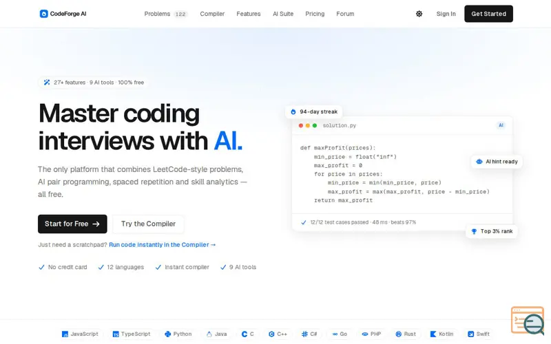 Screenshot of CodeForge AI