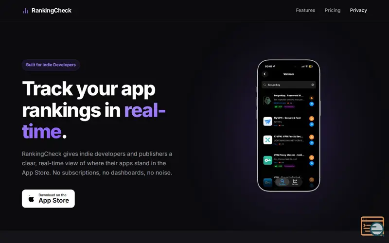Screenshot of RankingCheck: App Rank Tracker