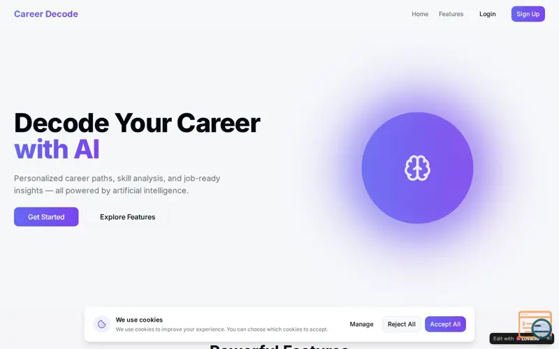 Screenshot of Career Decode, a launch using Namecheap DNS