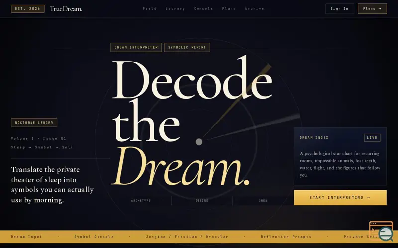 Screenshot of TrueDream AI