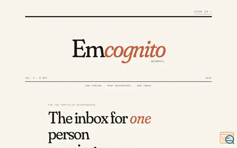 Screenshot of Emcognito WebMail