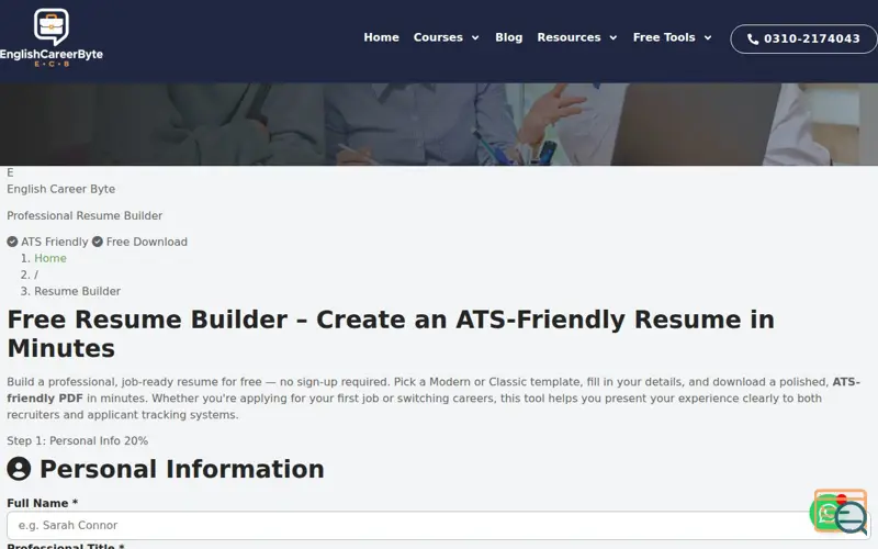 Screenshot of AI Powered Resume Generator, a launch using WooCommerce