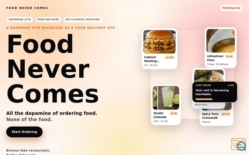 Screenshot of Food Never Comes