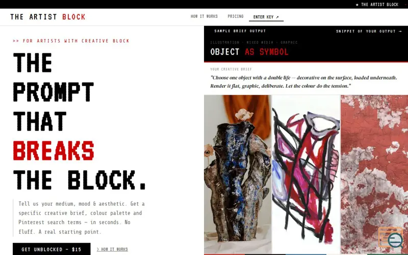 Screenshot of The Artist Block 