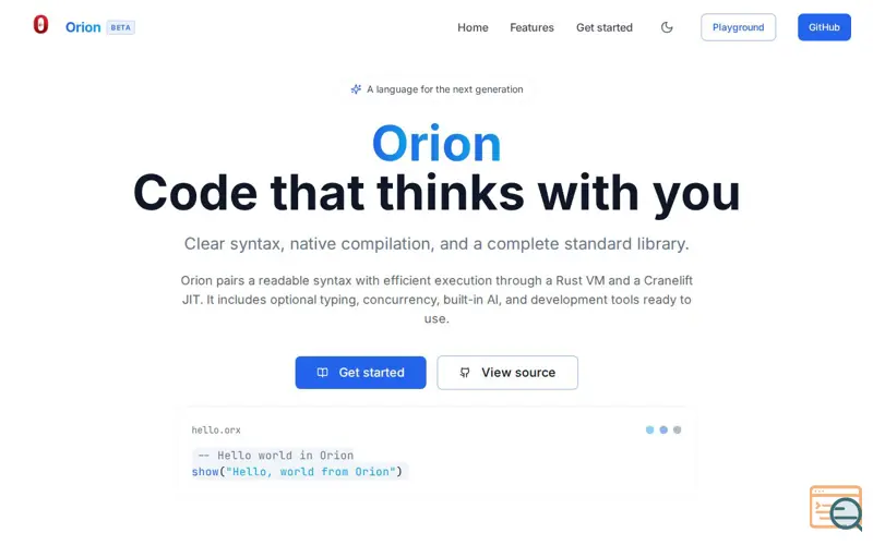 Screenshot of Orion Language