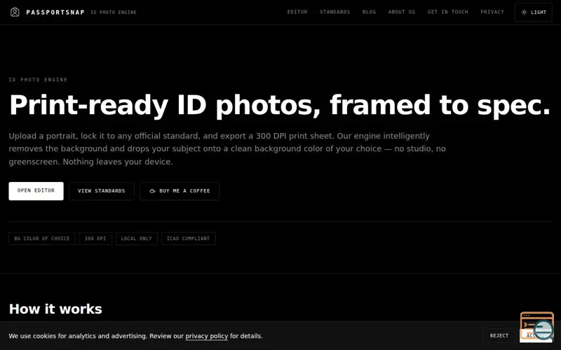 Screenshot of PASSPORTSNAP