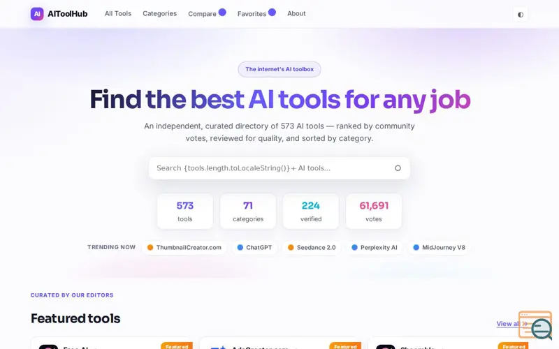 Screenshot of AIToolHub, a launch using Google User Content