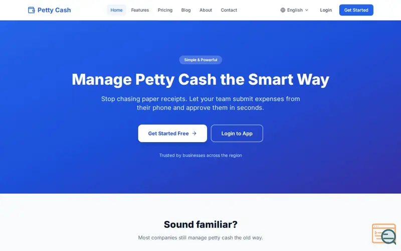 Screenshot of Petty Cash