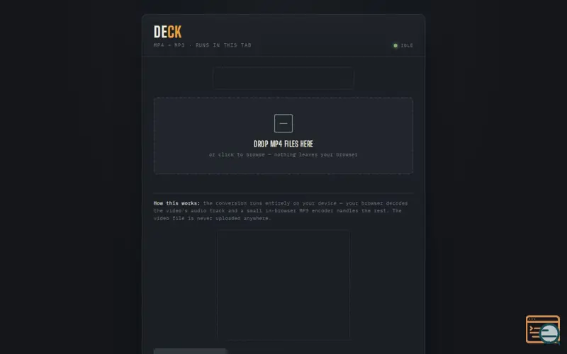 Screenshot of DECK Converter MP4 to MP3, locally