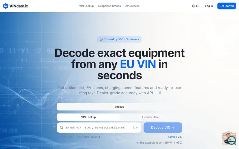 Screenshot of VINdata.io