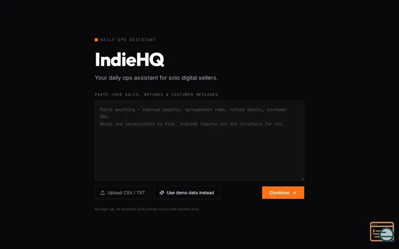 Screenshot of IndieHQ