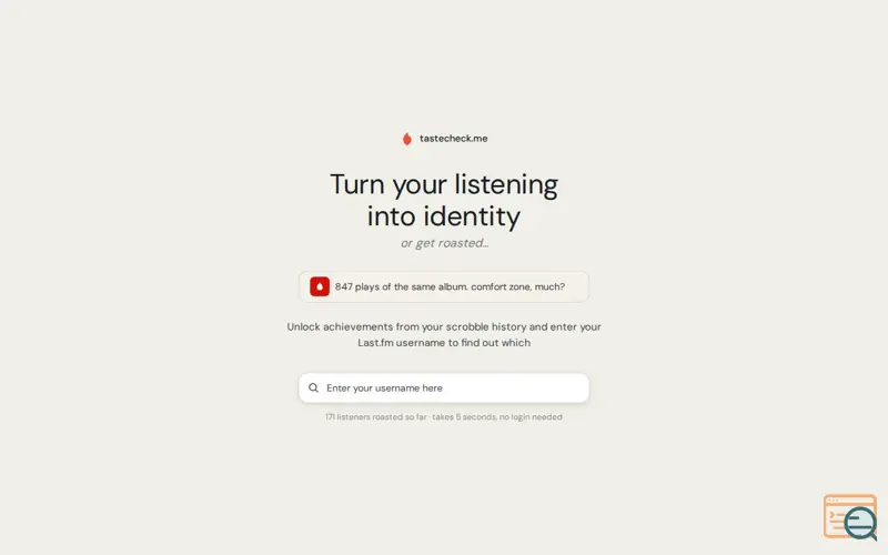 Screenshot of tastecheck.me