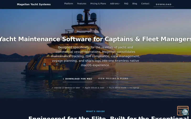 Screenshot of Magellan Yacht Systems yacht Maintenance