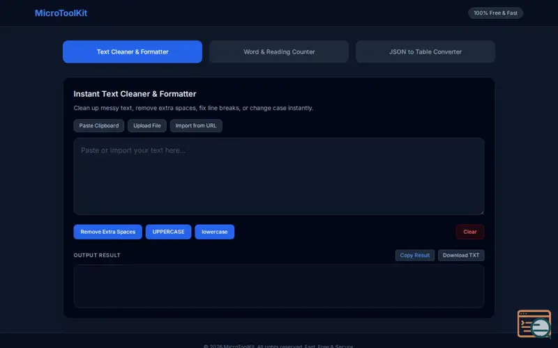 Screenshot of MicroToolKit, a launch using OpenResty