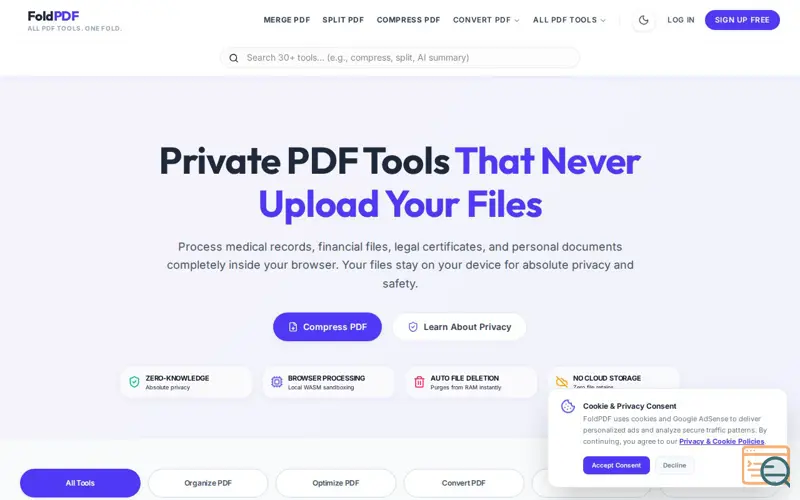 Screenshot of FoldPDF
