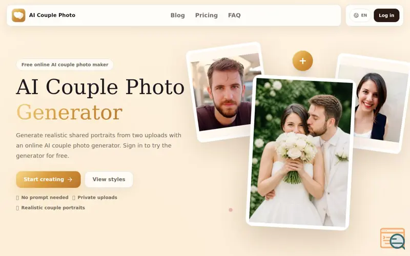 Screenshot of ai couple photo generator