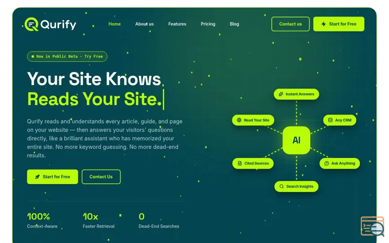 Screenshot of Qurify | AI-Powered Website Search & Context-Aware Answers