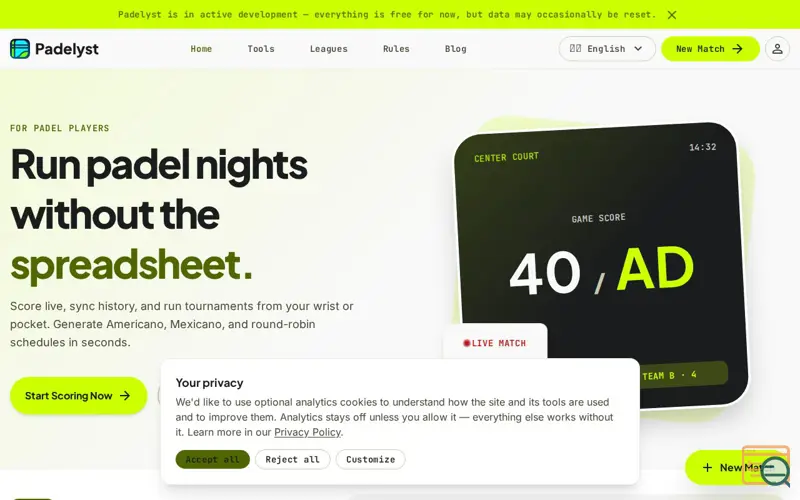 Screenshot of Padelyst