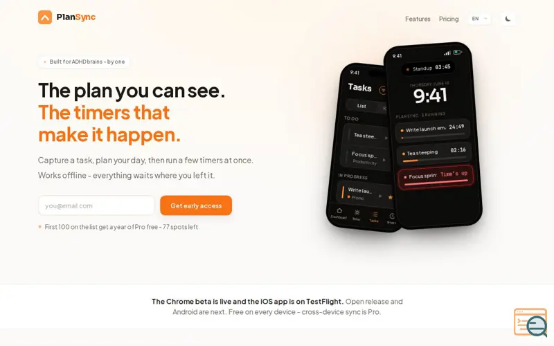 Screenshot of planSync
