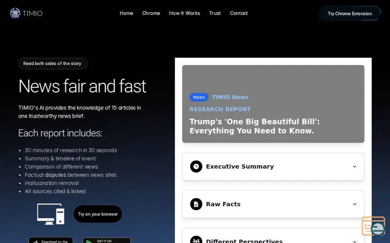 Screenshot of TIMIO News