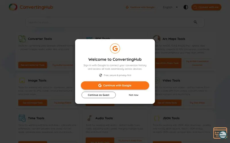 Screenshot of ConvertingHub