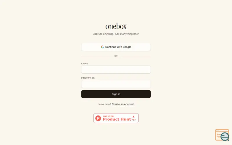Screenshot of ONEBOX 