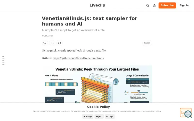 Screenshot of Venetianblinds.js