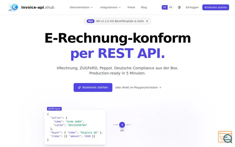 Screenshot of Invoice-api.xhub