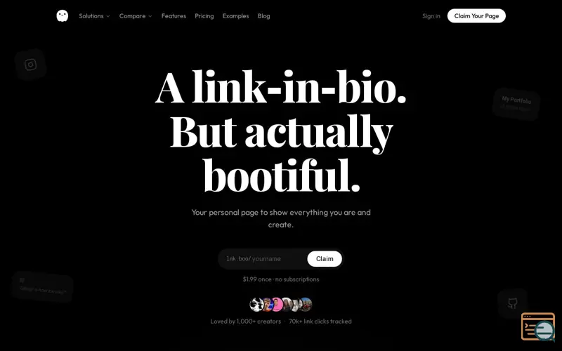 Screenshot of Beautiful bento link in bios