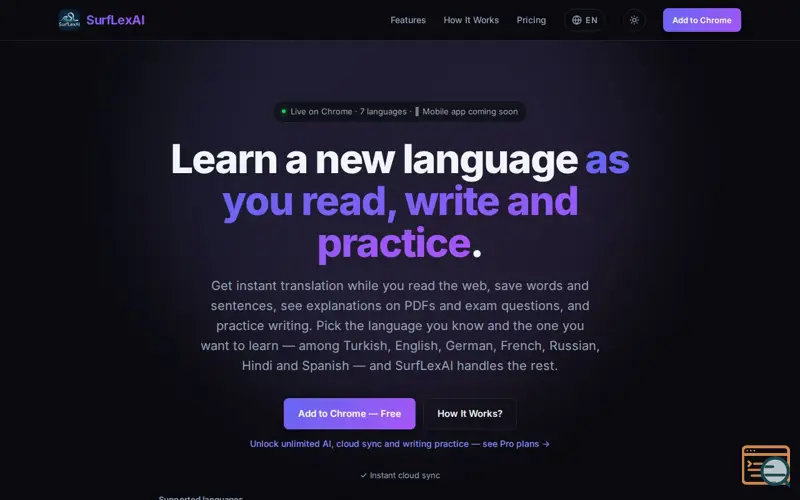 Screenshot of SurfLexAI