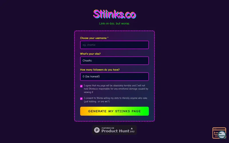 Screenshot of Stiinks.co