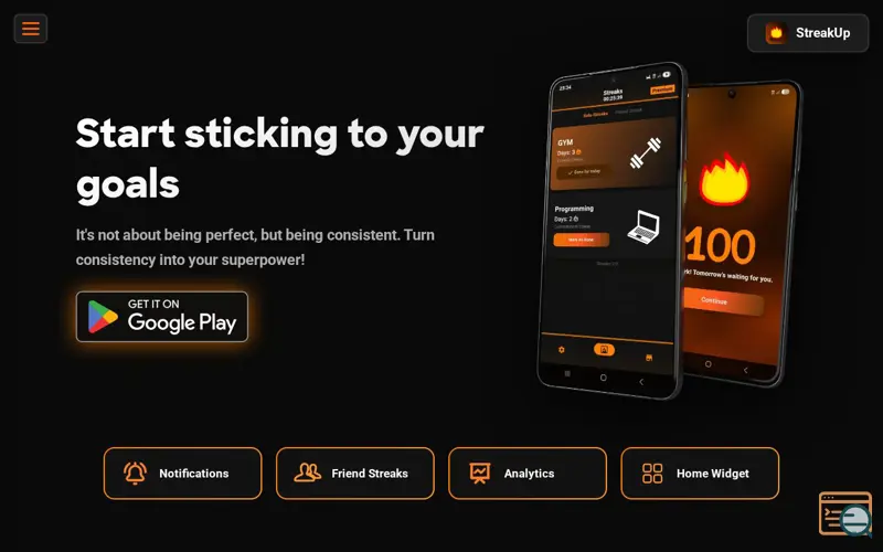 Screenshot of StreakUp