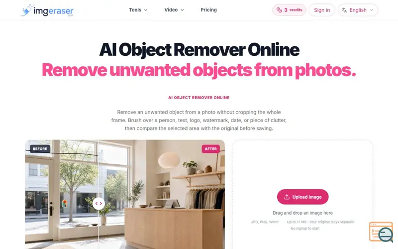 Screenshot of Free AI Object Remover Online - Remove Objects From Photos