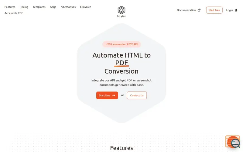 Screenshot of PolyDoc - HTML to PDF & Screenshot API