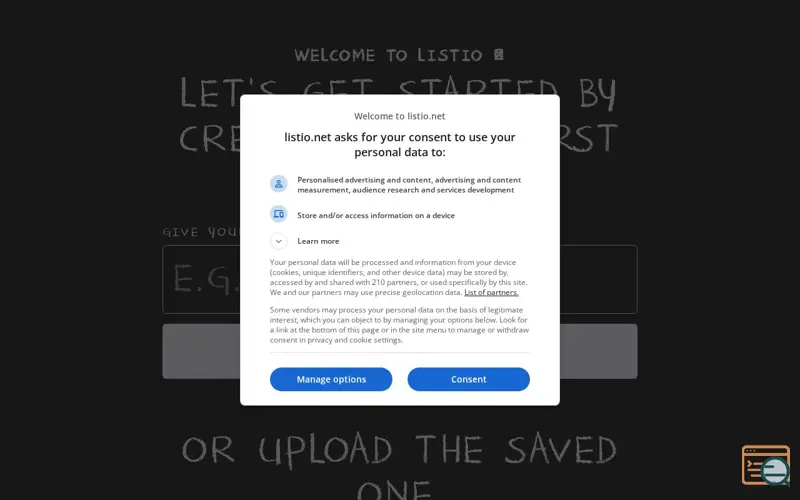 Screenshot of Listio