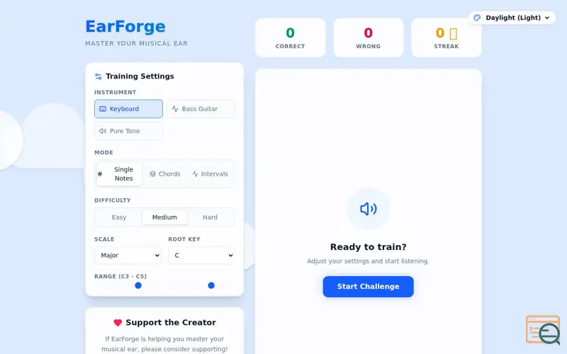 Screenshot of earForge