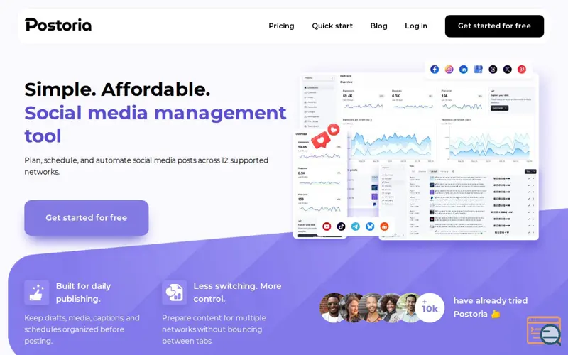 Screenshot of Postoria, a launch using Partnero