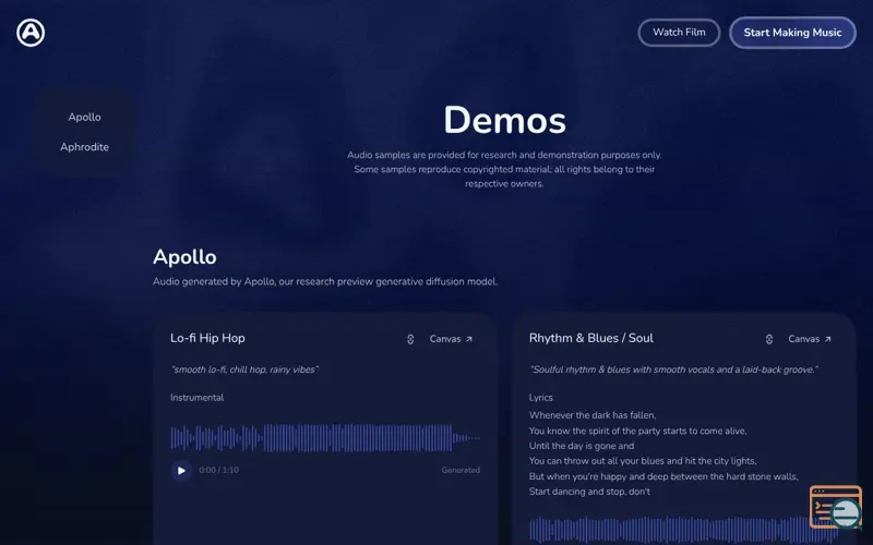 Screenshot of Audiogen