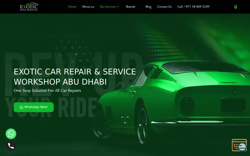 Screenshot of Exotic Auto Services, a launch using Cloudflare DNS