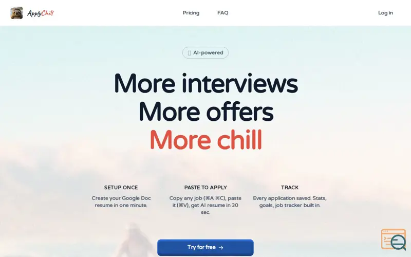 Screenshot of ApplyChill