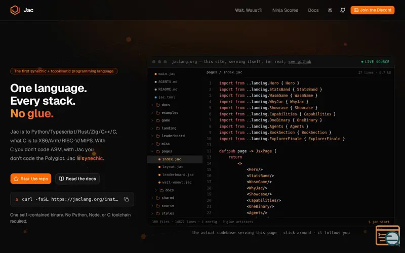 Screenshot of The Jac Programming Language
