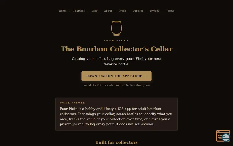 Screenshot of Pour Picks